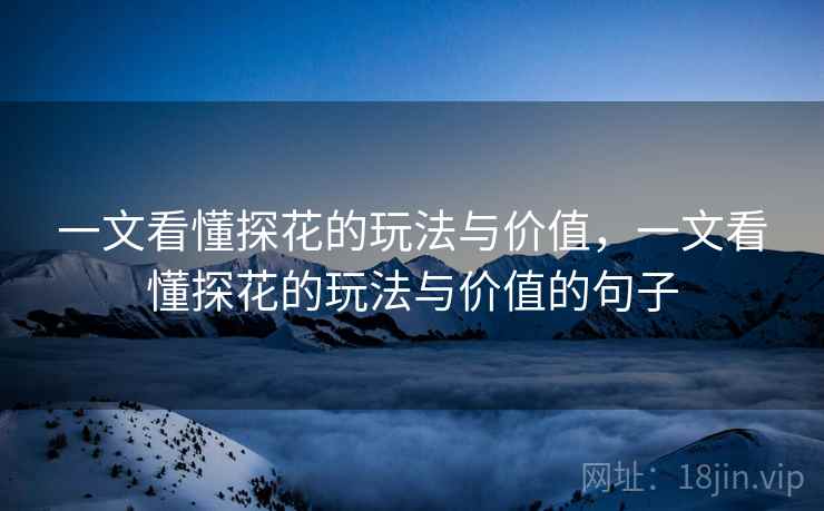 一文看懂探花的玩法与价值，一文看懂探花的玩法与价值的句子