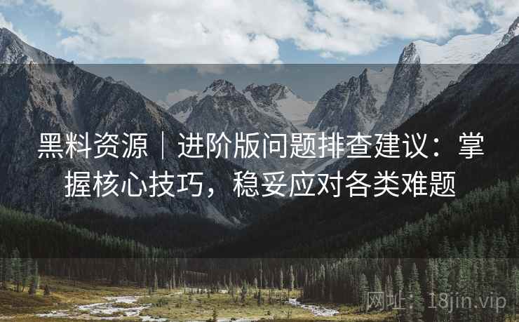 黑料资源｜进阶版问题排查建议：掌握核心技巧，稳妥应对各类难题